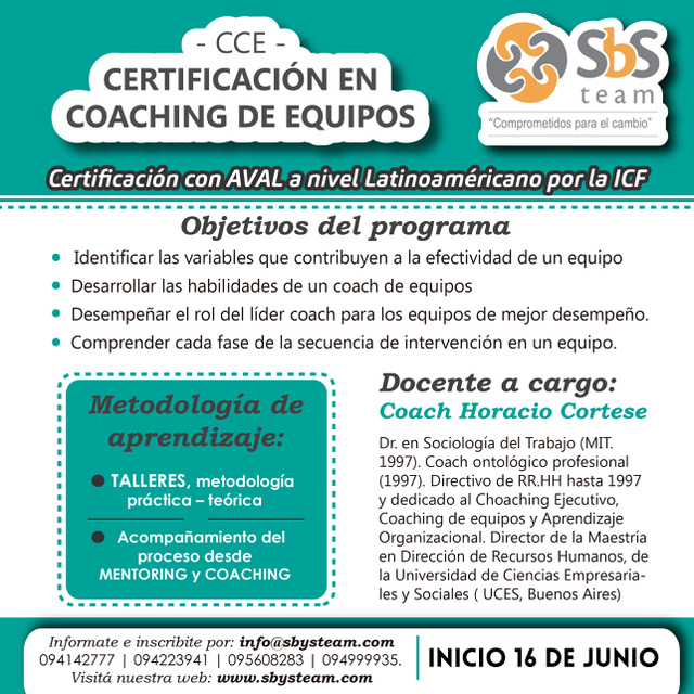 Lee más sobre el artículo Certificación Coaching de Equipos Edición 2017